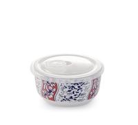 H&H Lot de 3 boîtes de rangement Sakura en porcelaine décorées avec couvercle en polypropylène transparent Ø 11 x 6 cm - Valve d'évent - Lavables au lave-vaisselle
