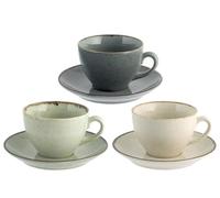 H&H Lot de 4 tasses à thé en porcelaine couleurs assorties