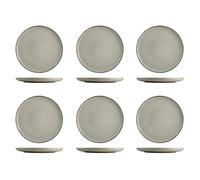 H&H Lot de 6 assiettes à fruits Pearl 19 cm gris
