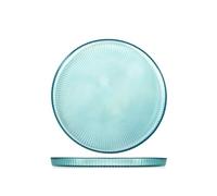 H&H Lot de 6 assiettes à fruits Seashell Wall Ø 21 cm en verre coloré - bleu, turquoise et blanc - Lavables au lave-vaisselle max 40° - Élégantes soucoupes style marin