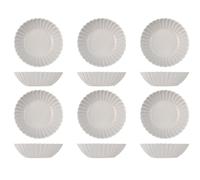 H&H Lot de 6 assiettes creuses lotus gris cm18