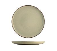 H&H Lot de 6 assiettes plates Pearl - Ø27 cm - Assiettes en porcelaine verte élégantes et résistantes - Idéal pour les plats principaux et deuxièmes - Lavables au lave-vaisselle et au micro-ondes