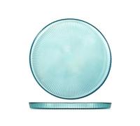 H&H Lot de 6 assiettes plates Seashell Wall Ø 28 cm en verre coloré - bleu, turquoise et blanc - Lavables au lave-vaisselle max 40° - Style marin élégant
