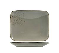 H&H Lot De 6 Assiettes Rectangulaires New Reactive En Grès Pierre Gris Marron
