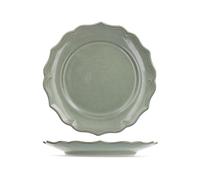 H&H Set 6 Piatti Piani Sinfonia In Stoneware Verde Cm 27