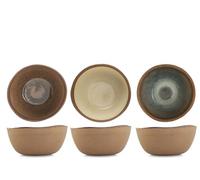 H&H Lot de 6 bols en porcelaine Cancun 15 cm - Couleurs assorties - Design minimal avec effet réactif - Parfait pour les soupes, salades et desserts - Convient également à la restauration