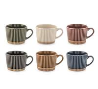 H&H Lot de 6 tasses à café Land in New Bone China - Colorées, élégantes et résistantes - 100 cc - Lavables au lave-vaisselle et adaptés au micro-ondes - Couleurs assorties