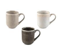 H&H Lot de 6 tasses en Stoneware Yucatan 400 cc - Couleurs assorties - Design minimal avec effet réactif - Parfait pour le café, le lait et les boissons chaudes - Convient également pour la