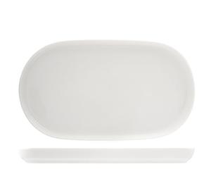 H&H Madrid Lot de 6 Assiettes en Porcelaine, Blanc, Ovale, 31 c,