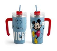 H&H Mug thermique en acier inoxydable avec paille Mickey Comeback - 600 ml, garde des boissons chaudes et froides, design iconique