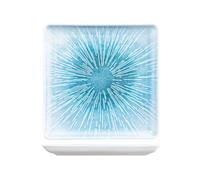 H&H Neptune Assiette Carrée En Porcelaine, 25Cm, Bleu