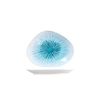 H&H Neptune Assiette Ovale en Porcelaine, 22 cm, Design Moderne et élégant, Bleu parfumé