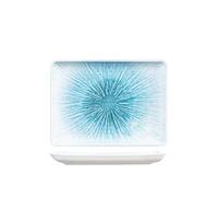 H&H Neptune Assiette rectangulaire en Porcelaine, 17 x 23 cm, Design Moderne, Bleu parfumé