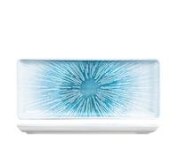 H&H Neptune Plat En Porcelaine, 15X35Cm, Bleu