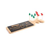 H&H Noël Planche à découper en bambou et verre, 8 échelons, 33 x 10 cm