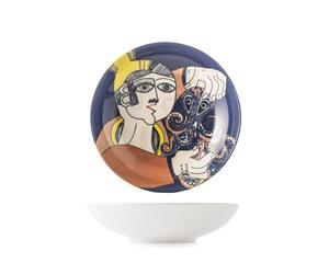 H&H Pablo - Set de 6 Assiettes Creuses en Stoneware, Décor Inspiré de Pablo Picasso, Ø 21 cm, Idéal pour Ajouter de l'Art à Votre Tabl