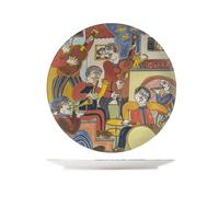 H&H Pablo - Set de 6 Assiettes Plates en Stoneware, Décor Inspiré de Pablo Picasso, Ø 32 cm, Design Unique et Artistique