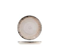 H&H Paquet De 12 Assiettes À Fruits Artisanal En Grès Décoré Bord Gris Cm