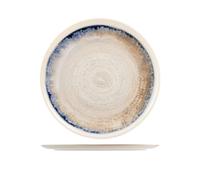 H&H Paquet De 6 Assiettes Rondes Artisanales En Grès Décorées Bord Bleu 32 Cm.