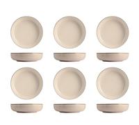 H&H Pearl, set de 6 assiettes creuses, 19 cm, porcelaine, ivoire