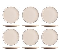 H&H Pearl, set de 6 assiettes plates, 27 cm, porcelaine, ivoire