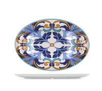 H&H Piatto ovale in melamina decorata dimensioni 48 x 34 x 3 cm
