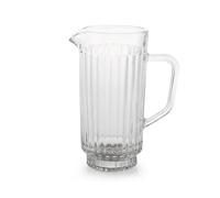 H&H Pichet Athéna en verre travaillé transparent 1 litre - Élégant et résistant - Lavable au lave-vaisselle - Carafe à eau, jus et boissons - Design raffiné pour la table