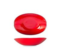 H&H Pièce de table ovale en verre effet soie, couleur rouge, 30 x 20,5 cm, élégante et raffinée, excellente idée cadeau