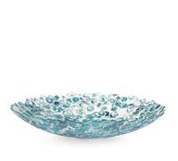 H&H Pièce maîtresse Seashell Wall 40 cm en Verre coloré et décoré Bleu Clair - Élégant Centre de Table Style Marin - Décoratif et raffiné