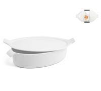 H&h Pirofila Ovale Avec Couvercle En Porcelaine Blanche 17x25x6 Cm