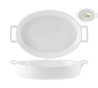 H&H Plat Ovale Blanc Avec Poignées 32,5x22 Cm - Articles De Maison