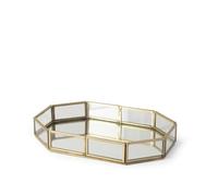 H&H Plateau décoratif en Verre avec Base Miroir et Bords en Fer doré - 23 x 15 x 4 cm - Élégant Support pour décorations et mises en scène