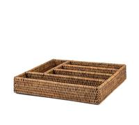 H&H Porte-couverts en rotin marron, 5 places, 34 x 32 x H6,5 cm, 34 x 32 x H6 cm
