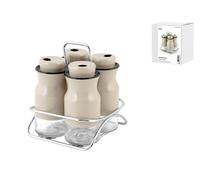 H&h Porte Épices Avec 4 Pots En Verre Et Support En Acier