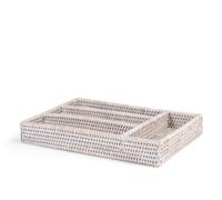 H&H Porte-ustensiles en Rotin Blanc 4 Postes 34x24x5 cm