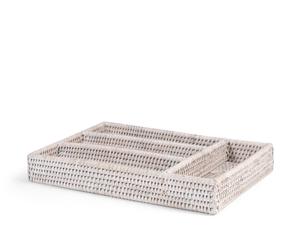 H&H Porte-ustensiles en Rotin Blanc 4 Postes 34x24x5 cm