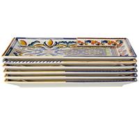 H&H Positano set de 6 assiettes rectangulaires 25x15, grès