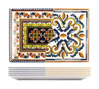 H&H Positano set de 6 assiettes rectangulaires 30x20, grès
