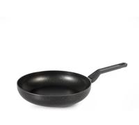 H&H - Quantum Poêle en aluminium antiadhésive, diamètre 28 cm, compatible avec induction, gaz et plaque électrique, manche en Bakélite, couleur noire avec pulvérisation dorée