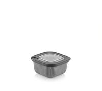 H&H Récipient en polypropylène avec joint en silicone anthracite et vanne, 600 cc, micro-ondes et lave-vaisselle, carré
