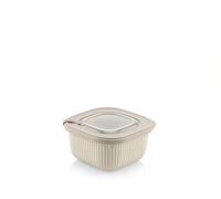H&H Récipient en polypropylène avec joint en silicone beige et valve, 600 cc, micro-ondes et lave-vaisselle, carré