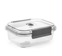 H&H Récipient en verre borosilicate 1040 ml avec couvercle hermétique et valve sous vide, rectangulaire 20 x 16 cm, four et micro-ondes (sans couvercle), lavable au lave-vaisselle