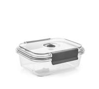 H&H Récipient en verre borosilicate 370 ml avec couvercle hermétique et valve sous vide, rectangulaire 15 x 11,5 cm, four et micro-ondes (sans couvercle), lavable au lave-vaisselle