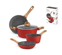 H&H Red Rock Batterie antiadhésive, Aluminium, Rouge/Gris, 5 unité