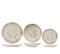 H&H Servizio Tavola 18 Pezzi Planet in Stoneware Beige Puntinato