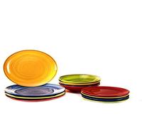 H&H Service d'assiettes colorées 12 pièces - Service d'assiettes pour 4 personnes multicolores - Set d'assiettes fabriquées en Stoneware - Remplissez votre table de couleur