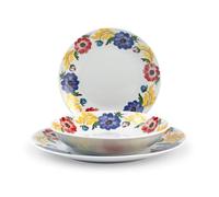 H&H, service de table, 18 pièces, Collection Jardin, porcelaine décorée, lavable au lave-vaisselle