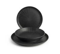 H+H - Service de table Collection Venere - 18 pièces en grès décoré, lavable au lave-vaisselle