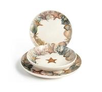 H&H, Service de Table Saint Barth en Stoneware - Set de 18 Pièces - Design Élégant Inspiré des Couchers de Soleil, Compatible Lave-Vaisselle et Micro-Ondes