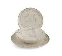 H&H Servizio Tavola 18 Pezzi Planet in Stoneware Beige Puntinato